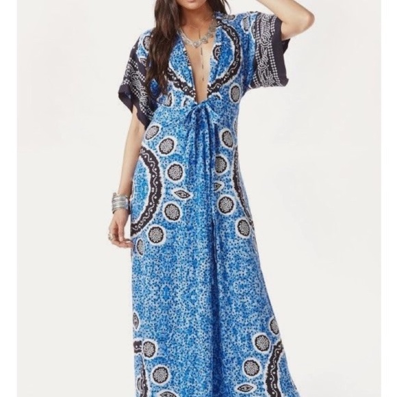 Ale by Alessandra Blue boho Kimono Maxi‎ dress - Picture 1 of 8